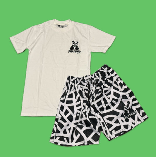****White Maze Panda Power Short Set